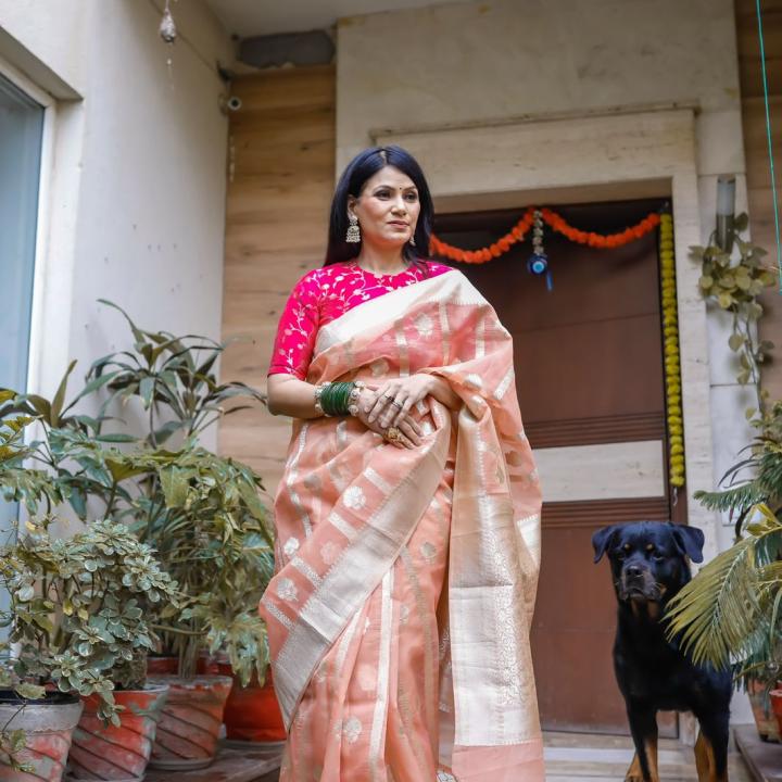 Pastel Pink Shade Mango Silk Saree